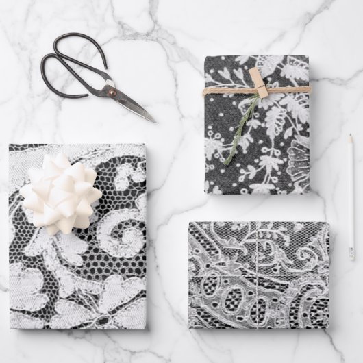 ANTIQUE LACE Wrapping Paper Flat Sheet Set 3 Geschenkpapier Set (Vorderseite)