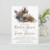 Antique Lantern und Fall Bouquet Brautparty Einladung (Stehend Vorderseite)