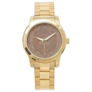 Antique Leather Look Watch mit (oder ohne) Name Armbanduhr