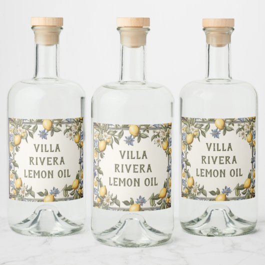 Antique Lemon Custom Text Limoncello oder Zitronen Alkoholflaschenetikett (Flaschen)