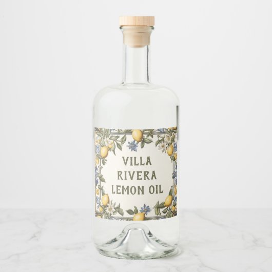 Antique Lemon Custom Text Limoncello oder Zitronen Alkoholflaschenetikett (Vorderseite)