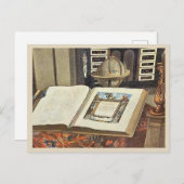 Antique Library Interior Painting Book and Globe Postkarte (Vorne/Hinten)