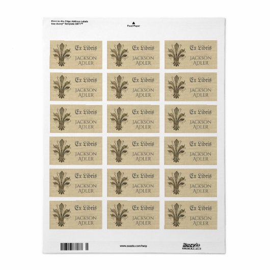 Antique Lilie Ex Libris Buchzeichen Adressaufkleber (Vorne)