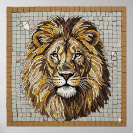 Antique Lion Mosaik Poster