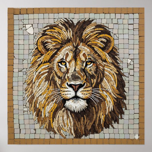 Antique Lion Mosaik Poster (Vorne)
