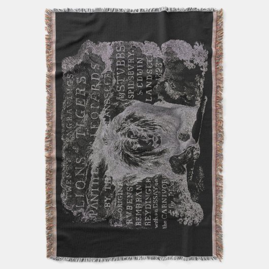 Antique Lion Script Cotton Throw Blanket Decke (Vorderseite Vertikal)