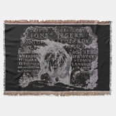 Antique Lion Script Cotton Throw Blanket Decke (Vorderseite)