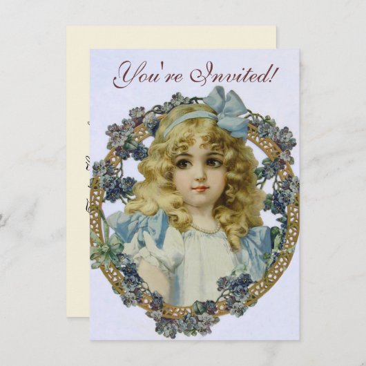 Antique Little Girl Child Portrait Beautiful Einladung (Vorne/Hinten)