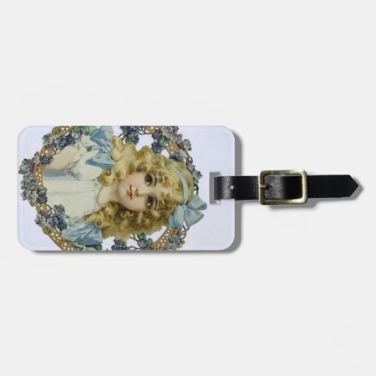 Antique Little Girl Child Portrait Beautiful Gepäckanhänger (Vorderseite horizontal)