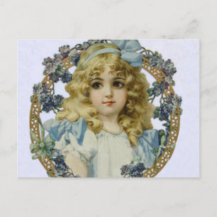 Antique Little Girl Child Portrait Beautiful Postkarte