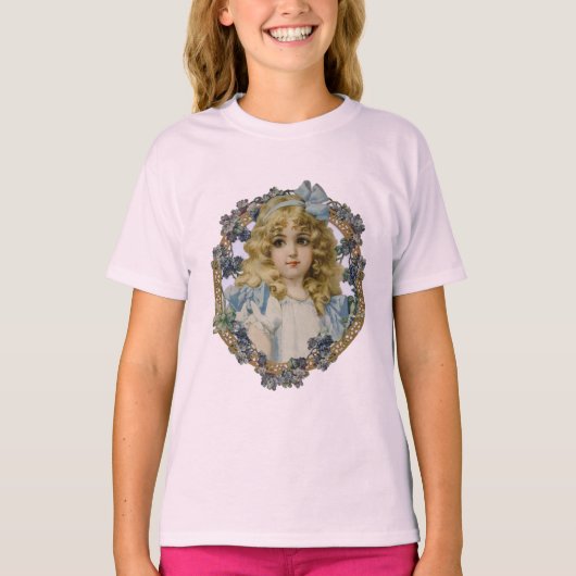 Antique Little Girl Child Portrait Beautiful T-Shirt (Vorderseite)