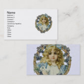 Antique Little Girl Child Portrait Beautiful Visitenkarte (Vorne/Hinten)