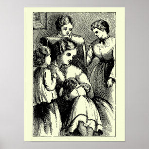 Antique Little Women frontispiece by May Alcott Poster