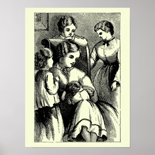Antique Little Women frontispiece by May Alcott Poster (Vorne)