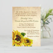 Antique Look Sonnenblumen Einladung Hochzeit (Stehend Vorderseite)