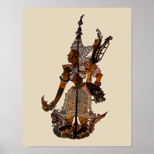 Antique Malaysian Shadow Puppet Lakshmana Poster (Vorne)