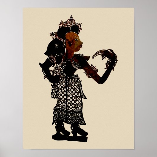 Antique Malaysian Shadow Puppet Woman Poster (Vorne)