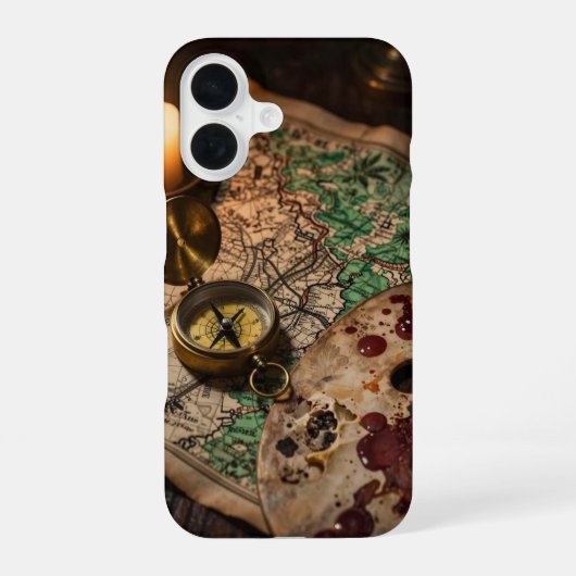 Antique Map and Compass Academia Case iPhone 16 Hülle (Rückseite)