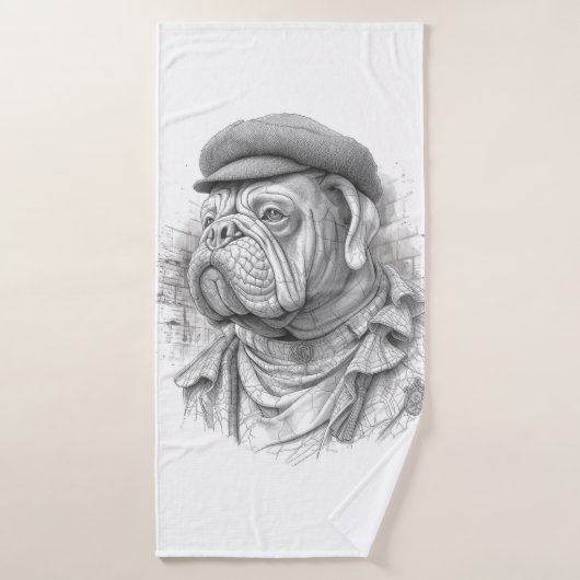 Antique Marble Bulldog Minister Guest Towel Badehandtuch (Badehandtuch)