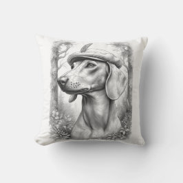 Antique Marble Dachshund Statue Decor Pillow Kissen