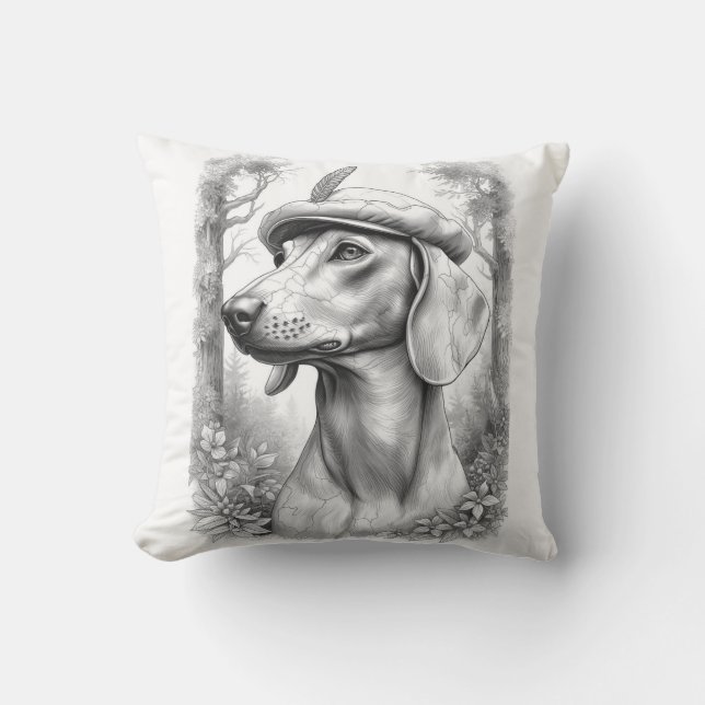 Antique Marble Dachshund Statue Decor Pillow Kissen (Vorderseite)