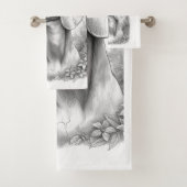 Antique Marble Dachshund Statue Hand Towel Badhandtuch Set (Insitu)