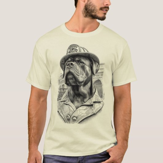 Antique Marble Fireman Rottweiler T-Shirt (Vorderseite)