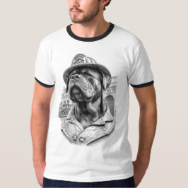 Antique Marble Fireman Rottweiler T-Shirt