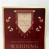 Antique Maroon Red Gold Scroll Mittelalterliche Ho Dreifach Gefaltete Einladung (Innen Erste Seite)