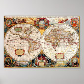 Antique medieval, historical World Map Nova Totius Poster (Vorne)