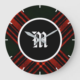Antique Menzies Jagd Tartan Clan Kariert Große Wanduhr