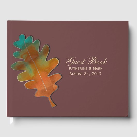 Antique Merlot und Fall Leaf Wedding Gästebuch (Vorderseite)