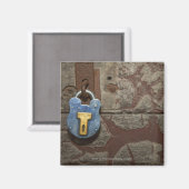Antique Metal Lock auf Steinmauer Magnet (Vorderseite/Rückseite)