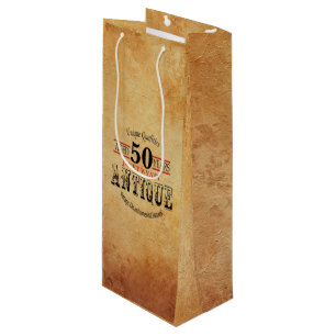 Antique Milestone 50. Geburtstag Geschenktüte Für Weinflaschen