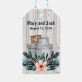 Antique Milk Cans Rustikales Monogramm Hochzeitsme Geschenkanhänger (Rückseite)