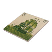 Antique Minton Hollins Delft Ship Tile #2 Repro Fliese (Seite)