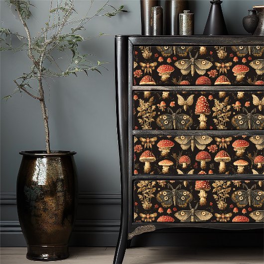 Antique Moth Botanical Curio Vintage Mushroom Seidenpapier