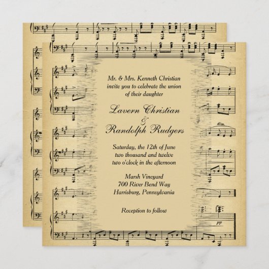 Antique Music Theme Hochzeit Einladung (Vorne/Hinten)