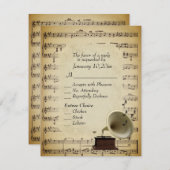 Antique Music Theme with Entree Choice RSVP Karte (Vorne/Hinten)
