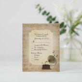 Antique Music Theme with Entree Choice RSVP Karte (Stehend Vorderseite)