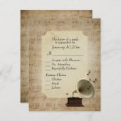 Antique Music Theme with Entree Choice RSVP Karte (Vorne/Hinten)