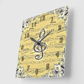 Antique Music Treble Clef Vintages Design Quadratische Wanduhr (Winkel)