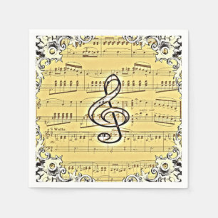 Antique Music Treble Clef Vintages Design Serviette