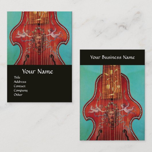 ANTIQUE MUSIKINSTRUMENTE,LIRA DA GAMBA Music Visitenkarte (Vorne/Hinten)