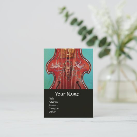 ANTIQUE MUSIKINSTRUMENTE,LIRA DA GAMBA Music Visitenkarte (Stehend Vorderseite)