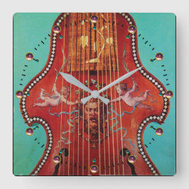 ANTIQUE MUSIKINSTRUMENTE,LYRA DA GAMBA Music Quadratische Wanduhr