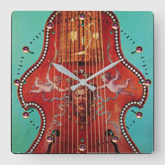 ANTIQUE MUSIKINSTRUMENTE,LYRA DA GAMBA Music Quadratische Wanduhr (Vorderseite)