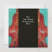 ANTIQUE MUSIKKONZERT,WEDD,Monogramm Rotes Blau Einladung (Rückseite)