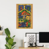 ANTIQUE NATIVITY CHRISTMAS PARCHMENT POSTER (Heimbüro)