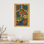 ANTIQUE NATIVITY CHRISTMAS PARCHMENT POSTER (Küche)